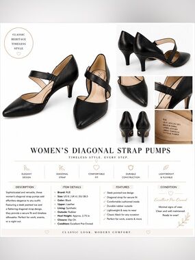 Source Unknown Black Diagonal-Strap Heels